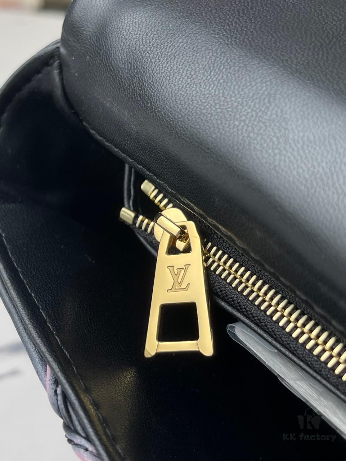 693087526e68136f4d9a86f7 Top Quality Original Design Exclusive Real Shot M23569 M22891 Black Gradient Full Leather Diamond Quilted Chain Bag Series GO-14 Teist Medium Handbag M22890