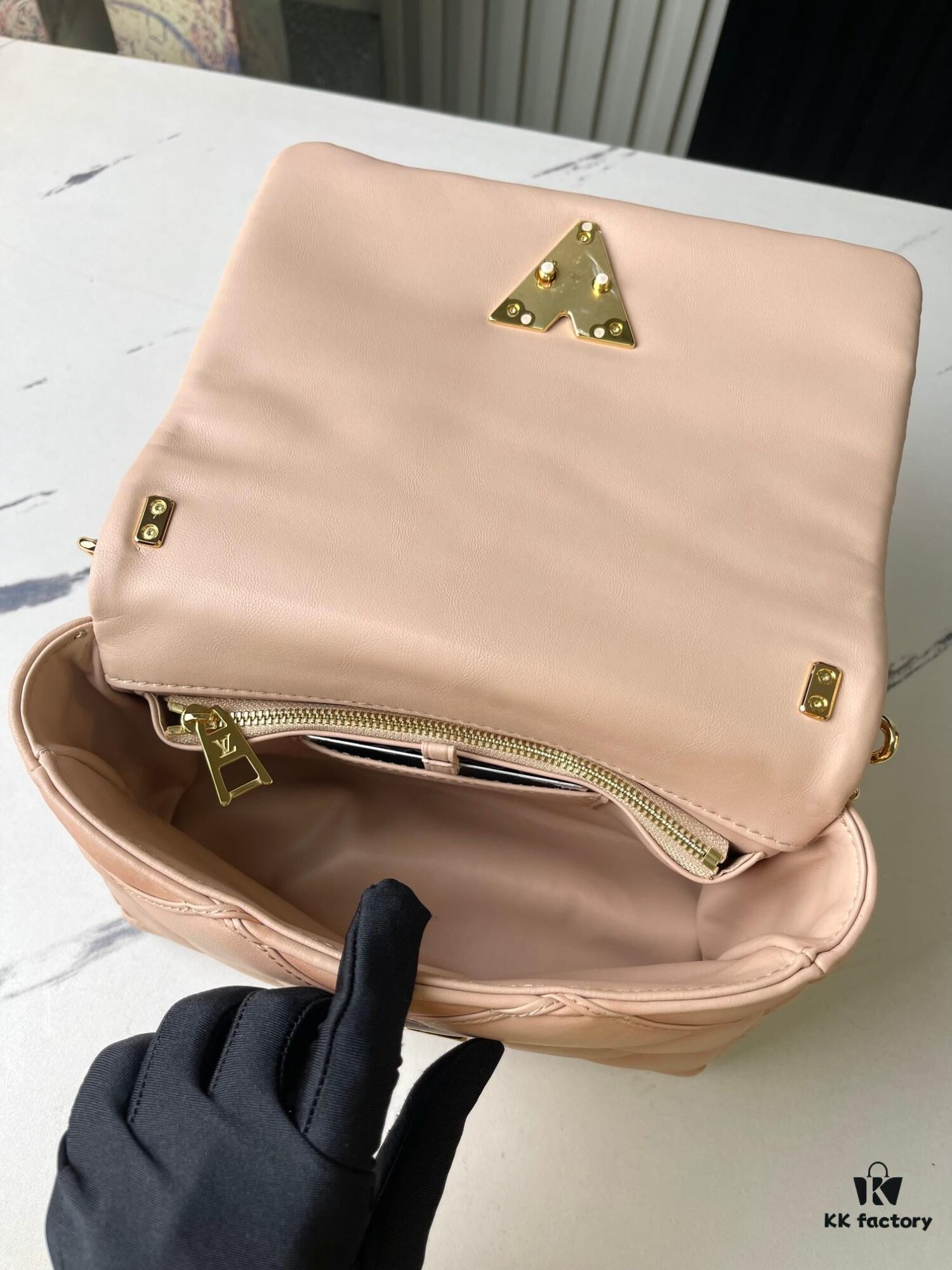 693087576e68136f4d9a8700 Top-Quality Original Order Exclusive Real Shot M24465 M22891 Beige Full Leather Quilted Chain Bag Series GO-14 Teist Medium Handbag M22890