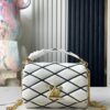 693087596e68136f4d9a8703 Top-tier Original Order, Exclusive Real Photography: M22890 White Full Leather Quilted Chain Bag Series GO-14 Teist Medium Handbag M22891
