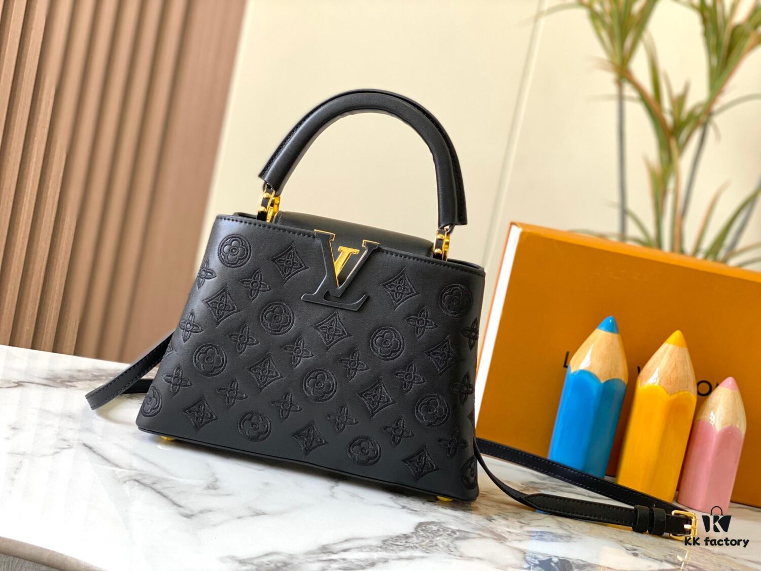 693087686e68136f4d9a871d Upgraded M20742 LV Broderie Anglaise Embroidered Gold Button Capucines BB Bag