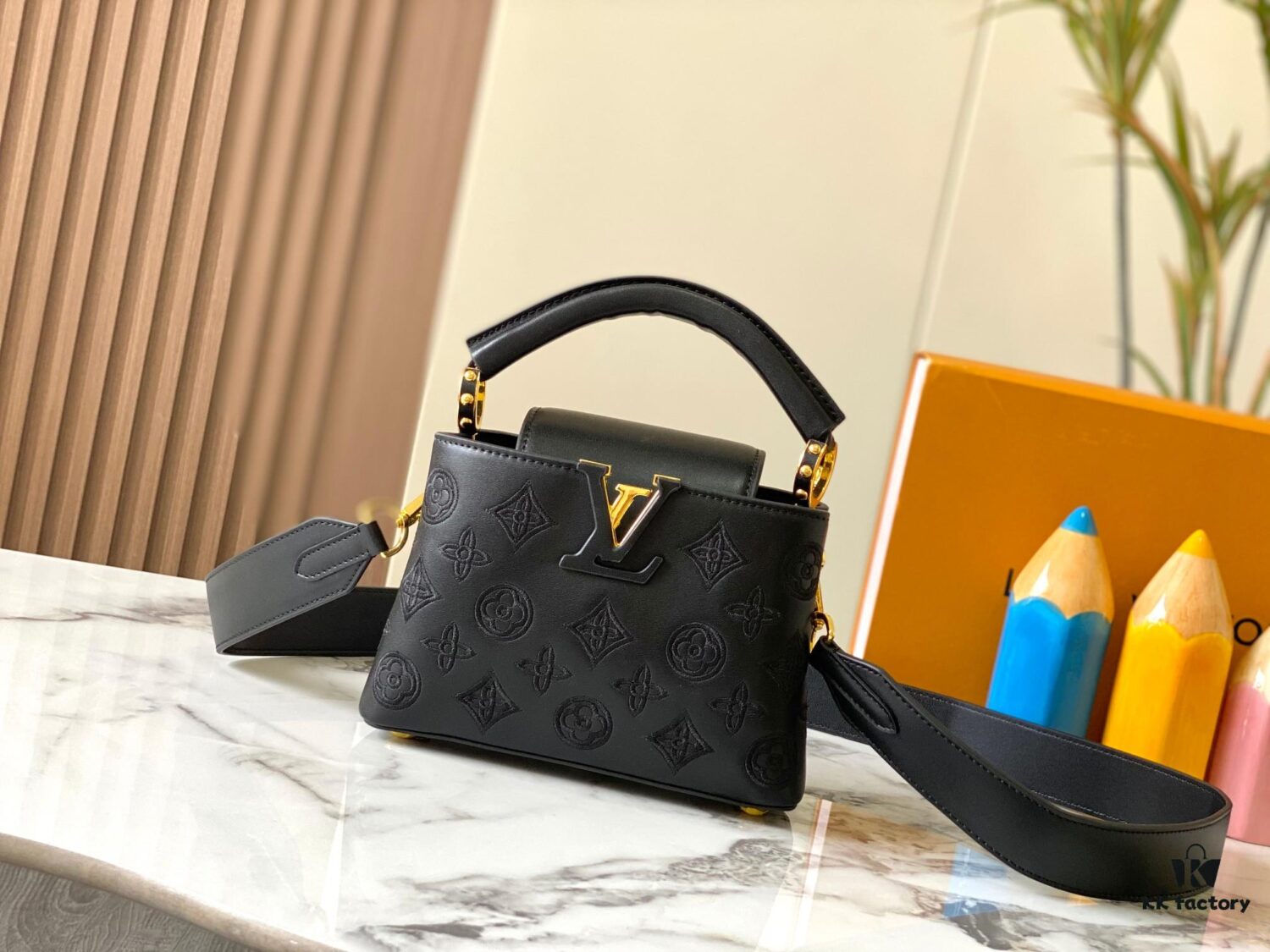 6930876e6e68136f4d9a8726 Upgraded M20741 LV Broderie Anglaise Embroidered Gold Button Capucines Mini Bag