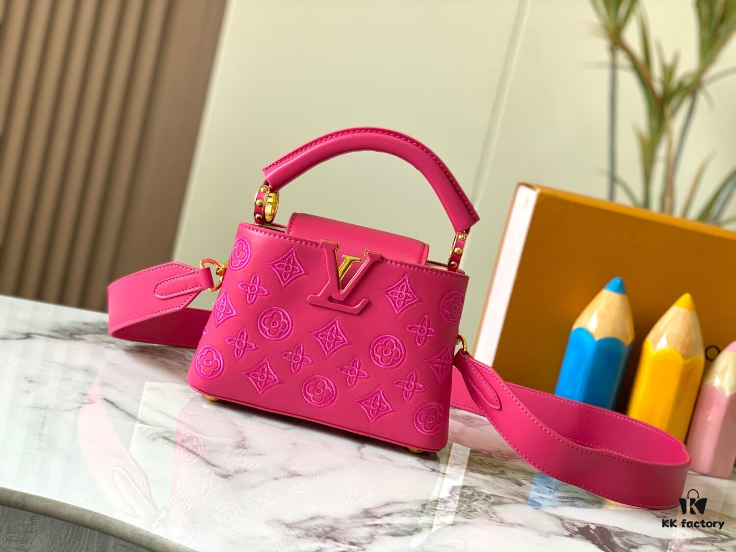 693087776e68136f4d9a8737 Upgraded M20741 LV Broderie Anglaise Embroidered Gold Button Capucines Mini Bag