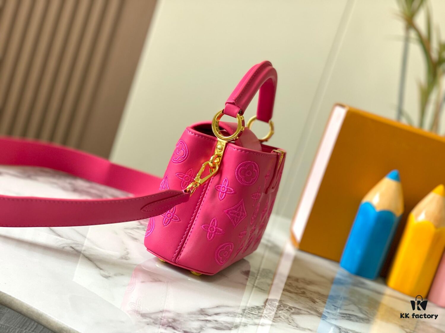 693087796e68136f4d9a873a Upgraded M20741 LV Broderie Anglaise Embroidered Gold Button Capucines Mini Bag