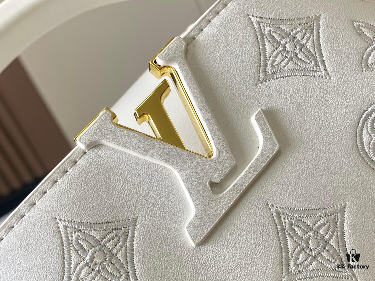 Upgraded M20741 LV Broderie Anglaise Embroidered Gold Button Capucines Mini Bag