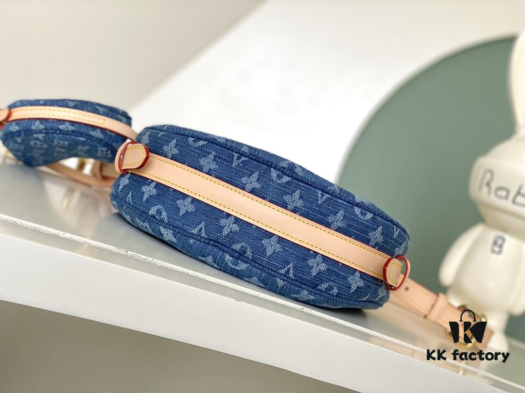 693088356e68136f4d9a88be Exclusive Real Photo from Haiyuan Order - M46856 Denim Fabric Premium Quality M46828 Vintage LV Monogram 2024 New Arrival Cowhorn Strap Adjustable Pea Bag with Extra Pendant Mini Bag