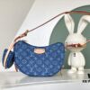 693088366e68136f4d9a88c0 Exclusive Real Photo from Haiyuan Order - M46856 Denim Fabric Premium Quality M46828 Vintage LV Monogram 2024 New Arrival Cowhorn Strap Adjustable Pea Bag with Extra Pendant Mini Bag