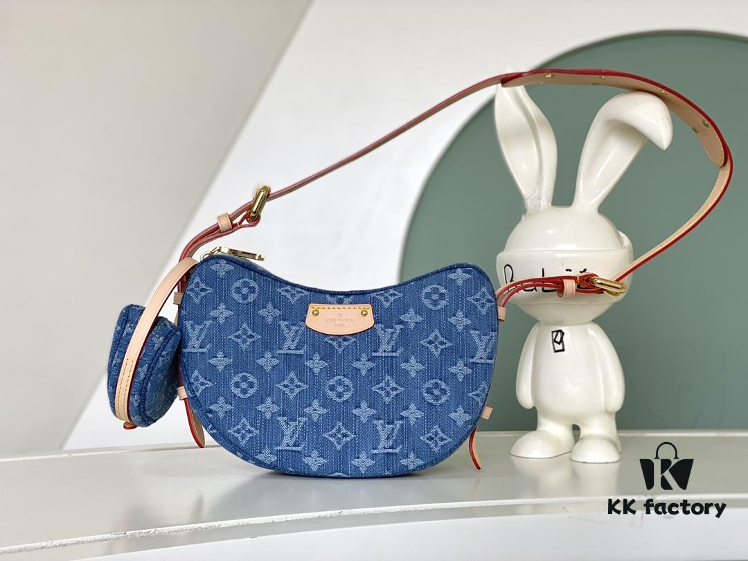 693088366e68136f4d9a88c0 Exclusive Real Photo from Haiyuan Order - M46856 Denim Fabric Premium Quality M46828 Vintage LV Monogram 2024 New Arrival Cowhorn Strap Adjustable Pea Bag with Extra Pendant Mini Bag