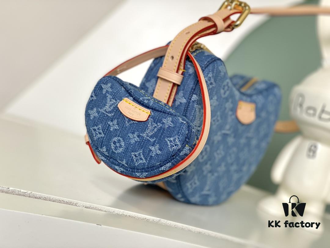693088386e68136f4d9a88c6 Exclusive Real Photo from Haiyuan Order - M46856 Denim Fabric Premium Quality M46828 Vintage LV Monogram 2024 New Arrival Cowhorn Strap Adjustable Pea Bag with Extra Pendant Mini Bag