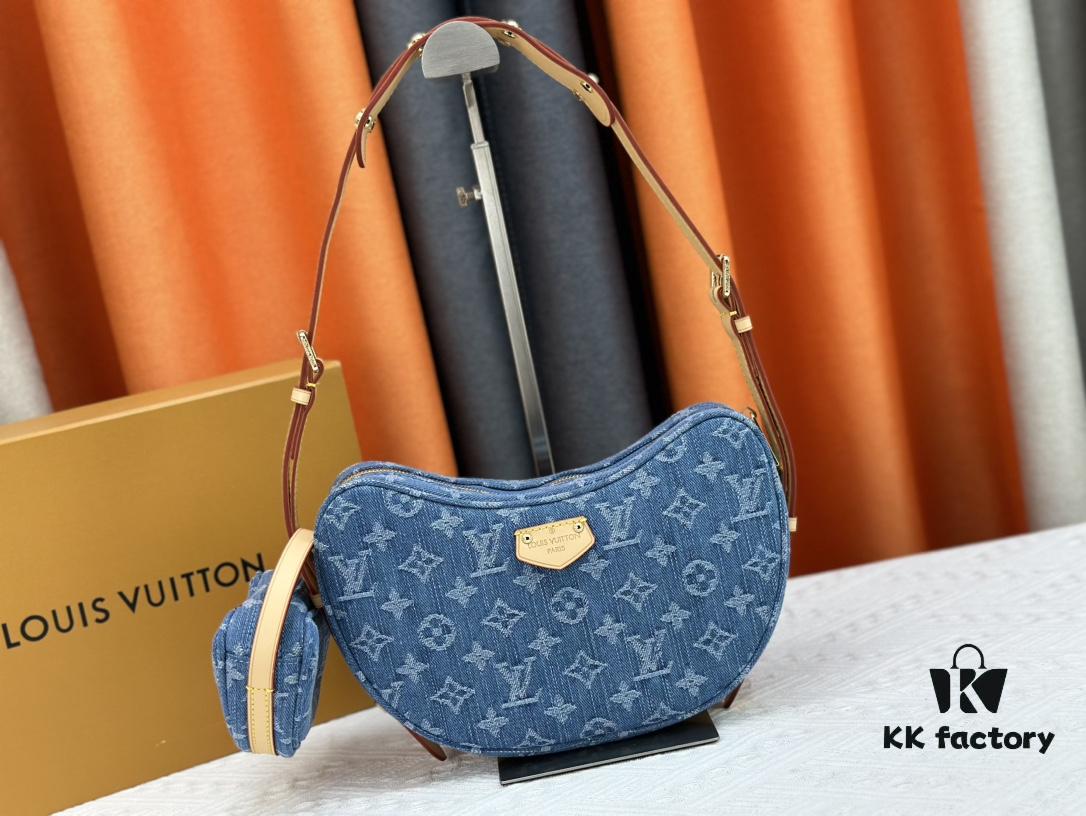 693088436e68136f4d9a88da Upgraded Original M46856 Denim High-Grade Quality M46828 Vintage LV Monogram New 2024 Style Horn Shoulder Strap Adjustable Pea Bag with Extra Pendant Mini Bag Waist and Enhanced Design