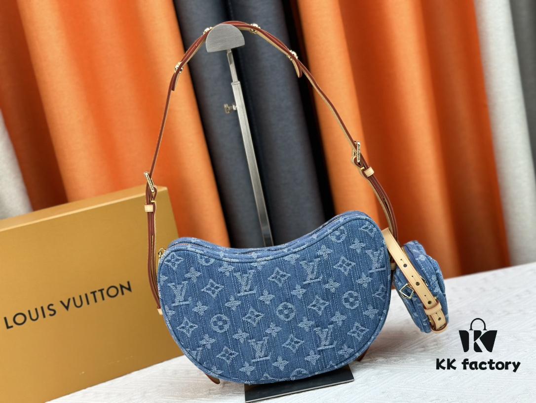 693088456e68136f4d9a88e0 Upgraded Original M46856 Denim High-Grade Quality M46828 Vintage LV Monogram New 2024 Style Horn Shoulder Strap Adjustable Pea Bag with Extra Pendant Mini Bag Waist and Enhanced Design
