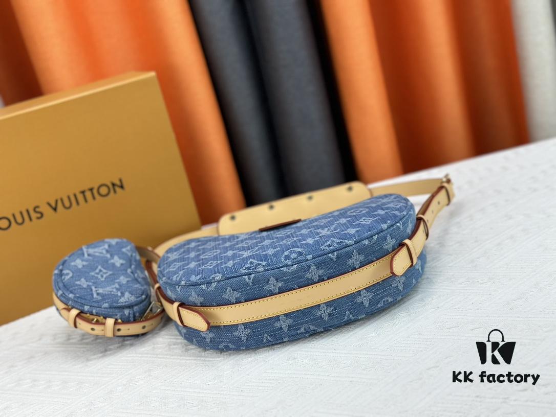 693088456e68136f4d9a88e1 Upgraded Original M46856 Denim High-Grade Quality M46828 Vintage LV Monogram New 2024 Style Horn Shoulder Strap Adjustable Pea Bag with Extra Pendant Mini Bag Waist and Enhanced Design