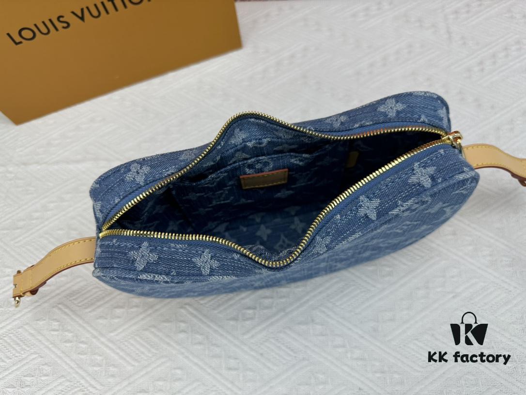 693088476e68136f4d9a88e3 Upgraded Original M46856 Denim High-Grade Quality M46828 Vintage LV Monogram New 2024 Style Horn Shoulder Strap Adjustable Pea Bag with Extra Pendant Mini Bag Waist and Enhanced Design