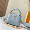 Upgraded M23198 Sky Blue with Gold-Tone Hardware Capucines Mini Handbag