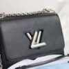 Top Quality Original LV Latest and Hottest Twist Denim Medium Bag, Compact Design with Curved Base, Adjustable Chain for Crossbody or Shoulder Wear