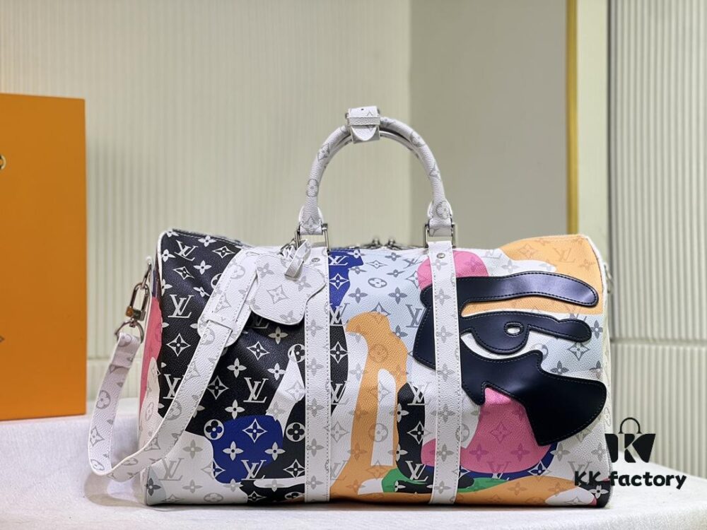 693088af6e68136f4d9a89dc Keepall Bandoulière 45 Travel Bag in Monogram Coated Canvas with Cowhide Leather