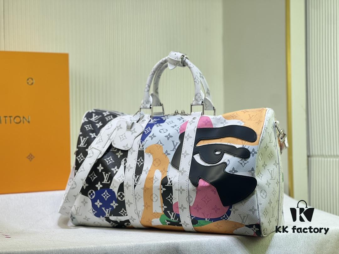693088b06e68136f4d9a89de Keepall Bandoulière 45 Travel Bag in Monogram Coated Canvas with Cowhide Leather