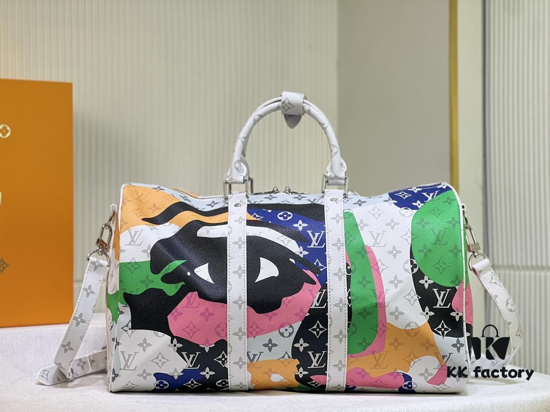 693088b16e68136f4d9a89e2 Keepall Bandoulière 45 Travel Bag in Monogram Coated Canvas with Cowhide Leather