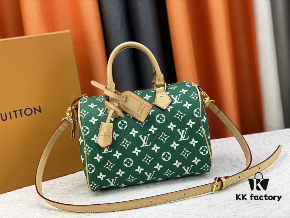 693088bb6e68136f4d9a89f4 New LV 2024 Spring/Summer Non-Dong Design Speedy Safety Lock, Polished Heavy Carving, Metal Luggage Tag, Key Pendant with Dove Engraving, Italian Imported Color-Changing Yellow Leather Trim Adjustable Shoulder Strap