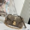693088f66e68136f4d9a8a65 Top Quality Original Order Exclusive Real Shot M23081 Beige Screen Printed Full Leather Messenger Bag Series Small East West Métis Handbag