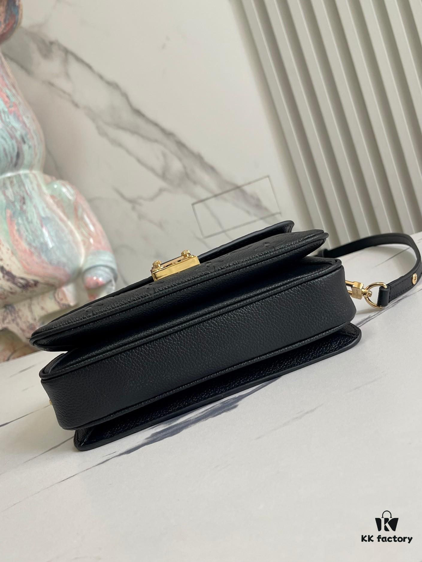 693088fc6e68136f4d9a8a70 Top-Quality Original Order Exclusive Real Photo M46595 Black Full Leather Messenger Bag Series Small East West Métis Handbag