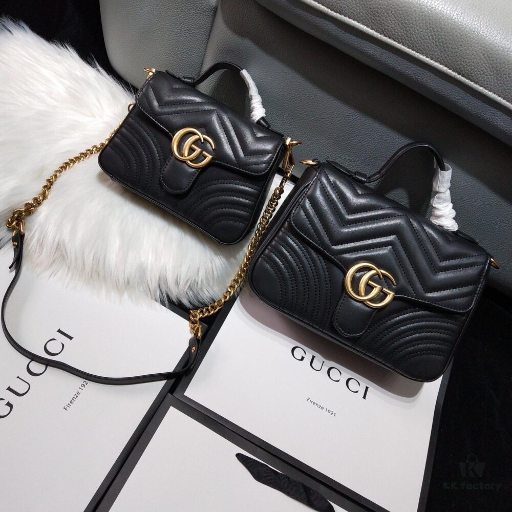 693089056e68136f4d9a8a7f GG Marmont Wavy Texture Chain Bag in Large and Small Sizes