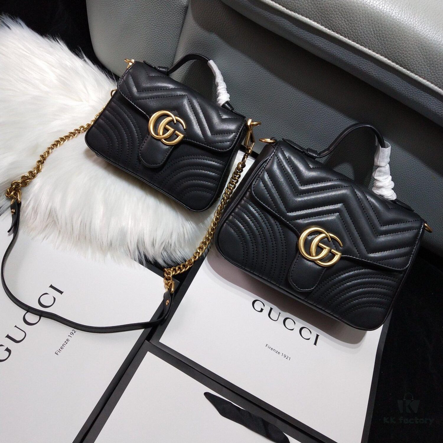 GG Marmont Wavy Texture Chain Bag in Large and Small Sizes