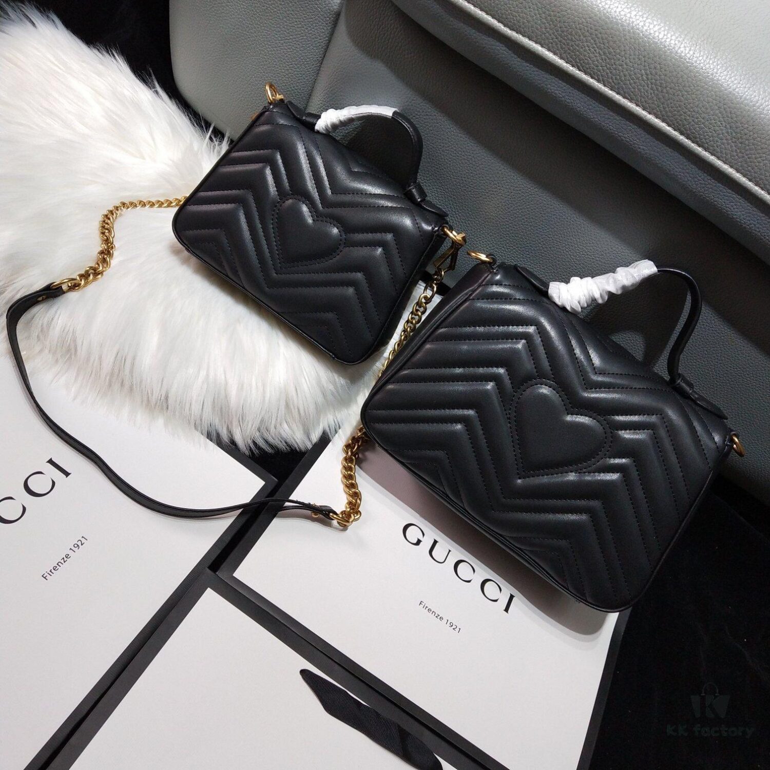 GG Marmont Wavy Texture Chain Bag in Large and Small Sizes