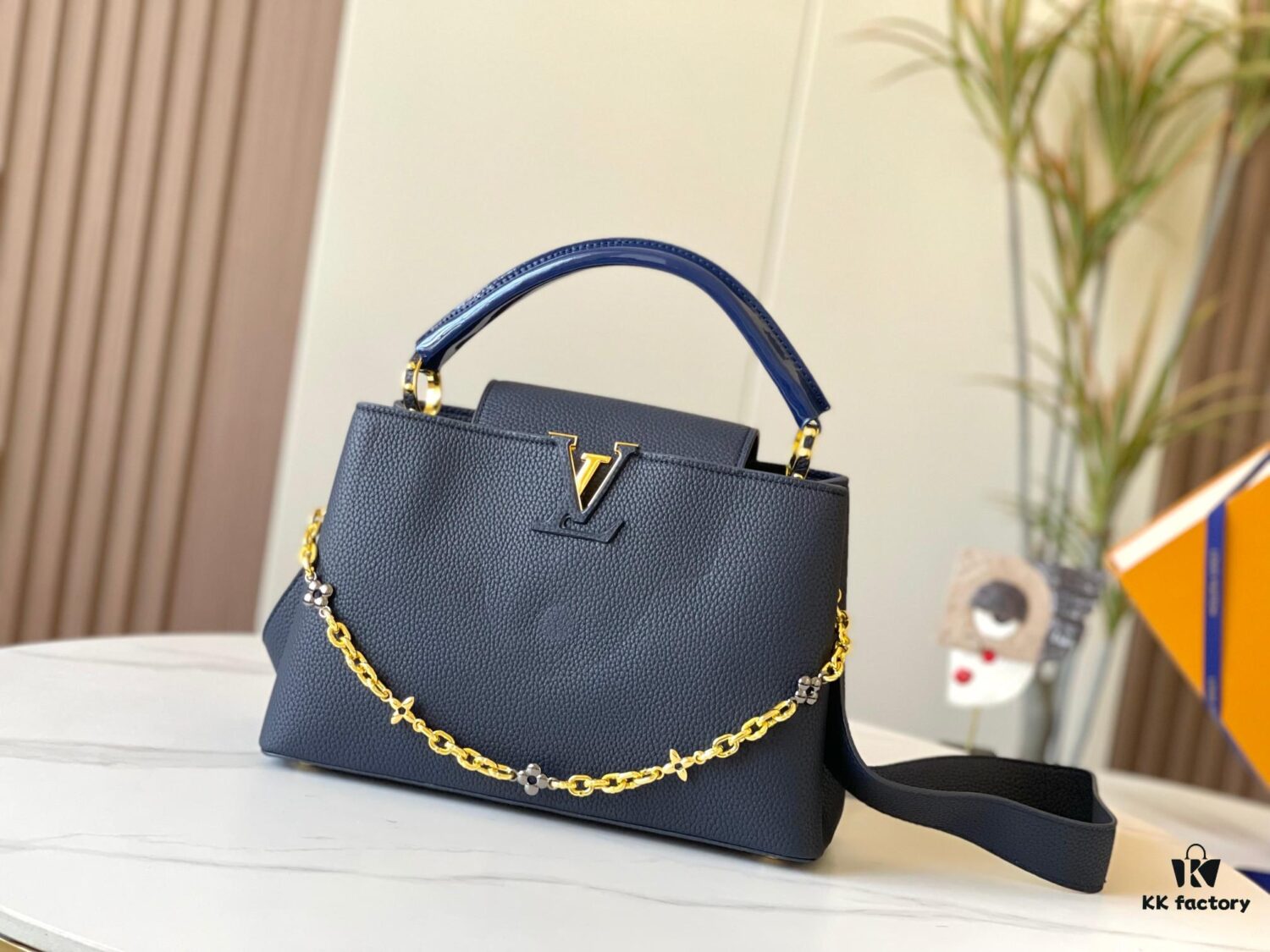 693089366e68136f4d9a8ad1 Upgraded M59209 Blue Capucines Medium Handbag
