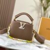 6930895b6e68136f4d9a8b0d Upgraded M21798 Brown Gold-Tone Mini Capucines Handbag