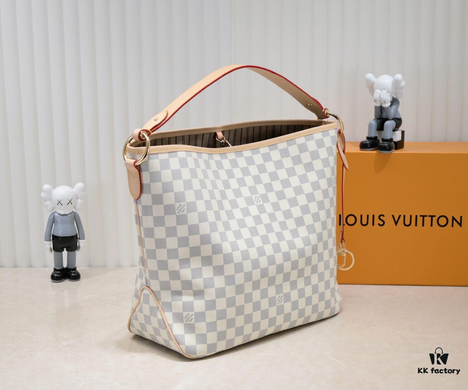 693089896e68136f4d9a8b61 Wholesale Price Summer New Arrival, Stylish and Elegant Damier Azur Canvas Calvi Bag in Pomegranate Red, Perfect for Office and Beach Weekend Getaways