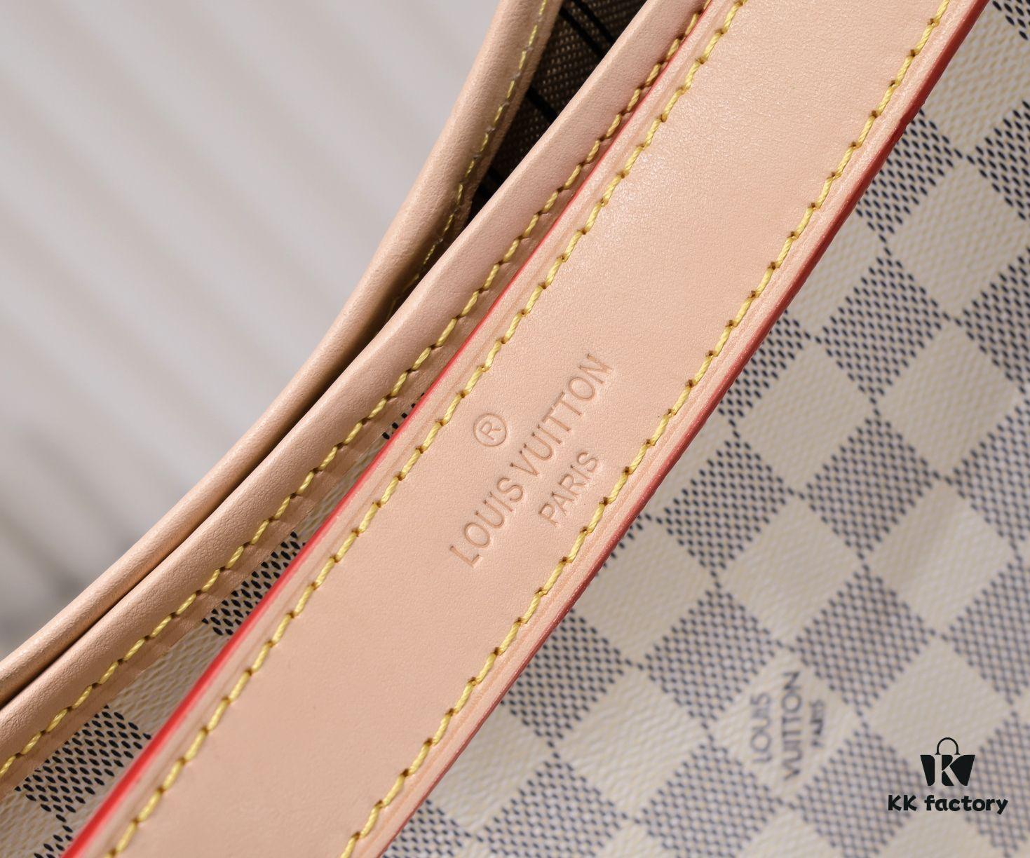 693089896e68136f4d9a8b63 Wholesale Price Summer New Arrival, Stylish and Elegant Damier Azur Canvas Calvi Bag in Pomegranate Red, Perfect for Office and Beach Weekend Getaways