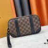 69308a006e68136f4d9a8c40 M82076 Latest Black Floral, Black Checkered, Embossed Checkered, Aged Floral, Brown Checkered, and Embossed Pochette Kasai Clutch