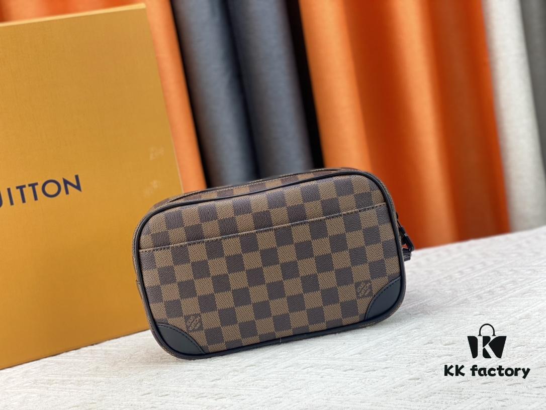 69308a016e68136f4d9a8c43 M82076 Latest Black Floral, Black Checkered, Embossed Checkered, Aged Floral, Brown Checkered, and Embossed Pochette Kasai Clutch