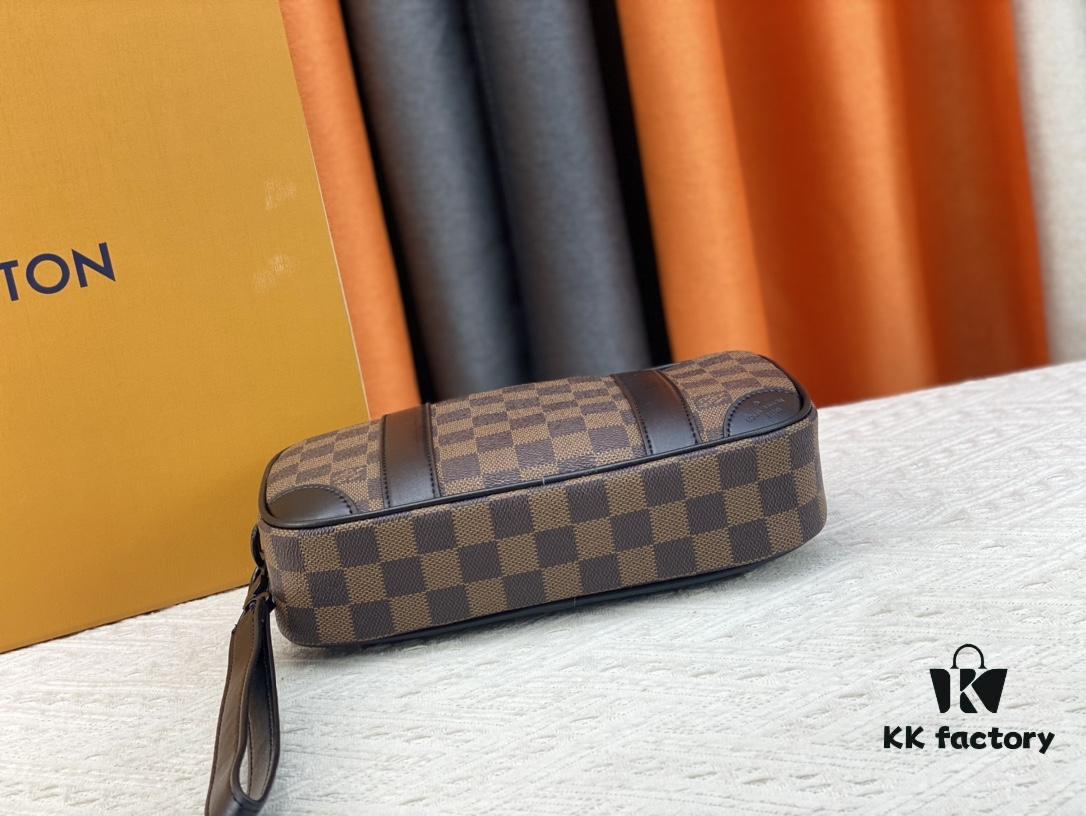 69308a026e68136f4d9a8c44 M82076 Latest Black Floral, Black Checkered, Embossed Checkered, Aged Floral, Brown Checkered, and Embossed Pochette Kasai Clutch