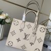 69308adc6e68136f4d9a8e39 Top-Grade Full-Grain Genuine Leather Louis Vuitton M45493 Cream White OnTheGo Medium Tote Bag
