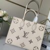 69308add6e68136f4d9a8e3b Top-Grade Full-Grain Genuine Leather Louis Vuitton M45493 Cream White OnTheGo Medium Tote Bag
