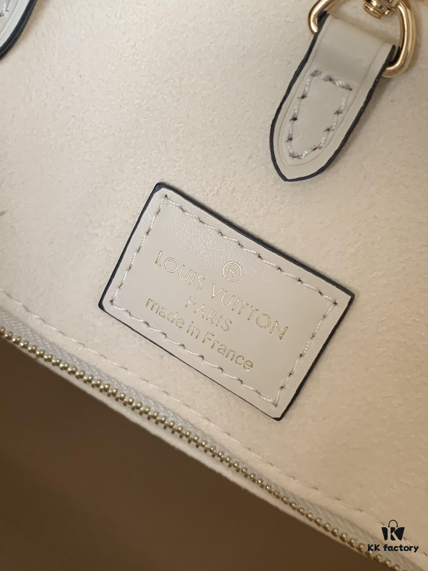 69308adf6e68136f4d9a8e40 Top-Grade Full-Grain Genuine Leather Louis Vuitton M45493 Cream White OnTheGo Medium Tote Bag