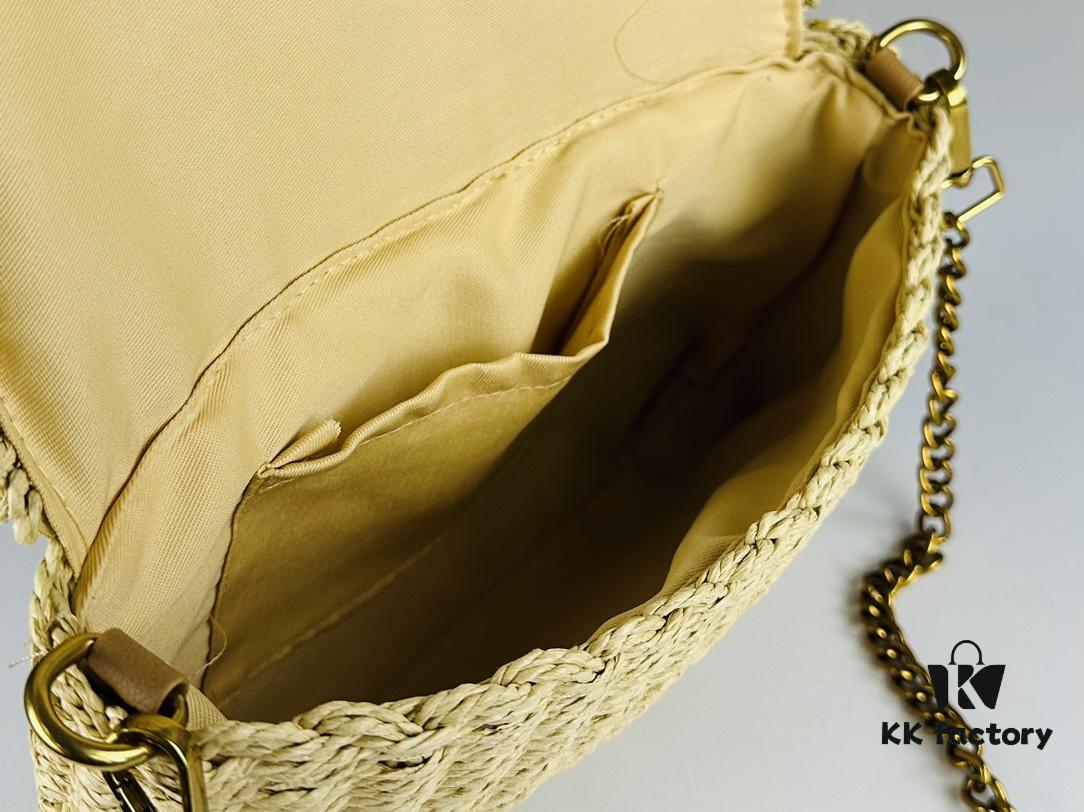New Arrival Batch [Apricot Color] Kate - Raffia Woven Craft Chain Bag