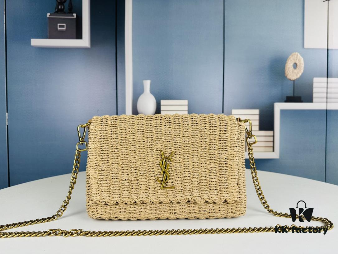 69308b086e68136f4d9a8e8a New Arrival in Apricot Color - Kate Raffia Woven Craft Chain Bag