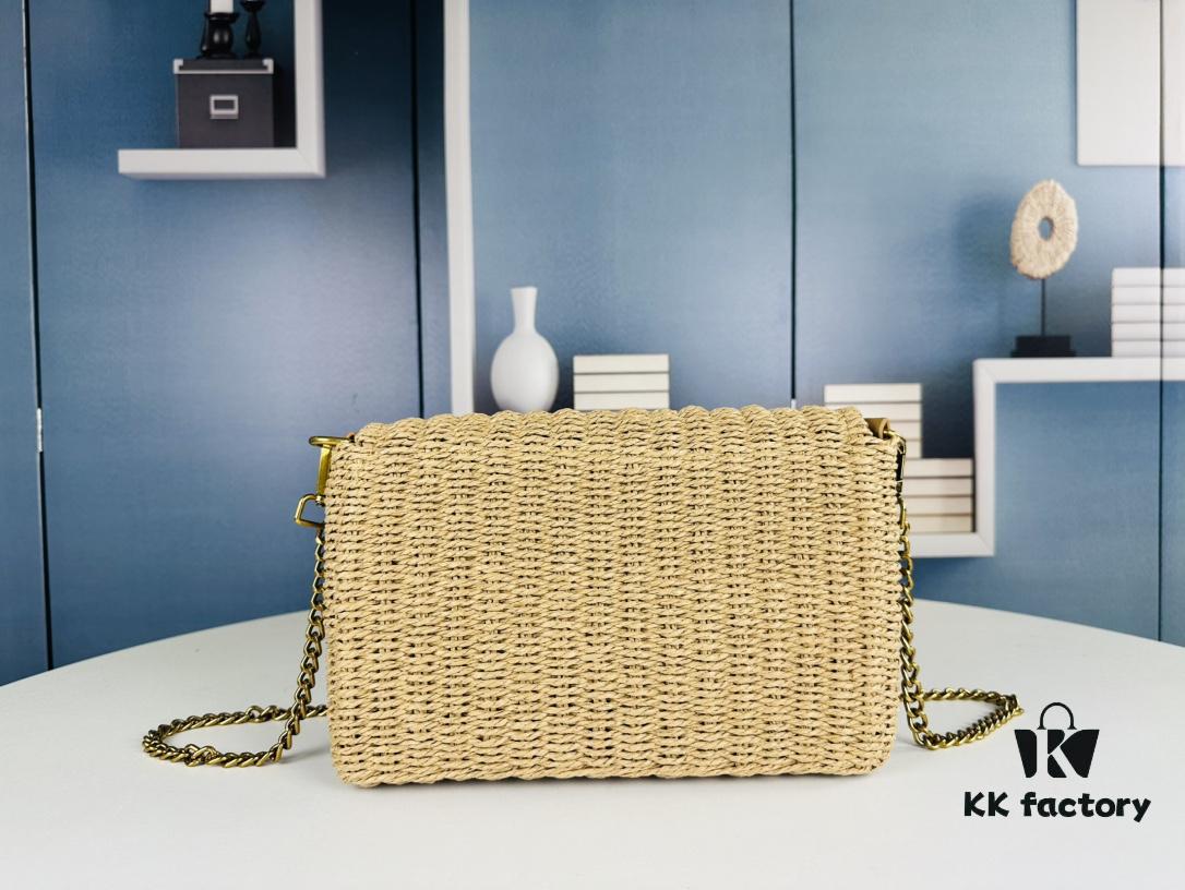 69308b096e68136f4d9a8e8c New Arrival in Apricot Color - Kate Raffia Woven Craft Chain Bag