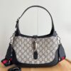 69308baa6e68136f4d9a8fa3 Gucci UN3AG 1294 Jackie 1961 Small Tote Bag - Black and Ivory GG Denim Jacquard with Leather Trim