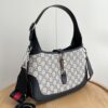 69308bab6e68136f4d9a8fa5 Gucci UN3AG 1294 Jackie 1961 Small Tote Bag - Black and Ivory GG Denim Jacquard with Leather Trim