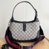 69308bac6e68136f4d9a8fa8 Gucci UN3AG 1294 Jackie 1961 Small Tote Bag - Black and Ivory GG Denim Jacquard with Leather Trim