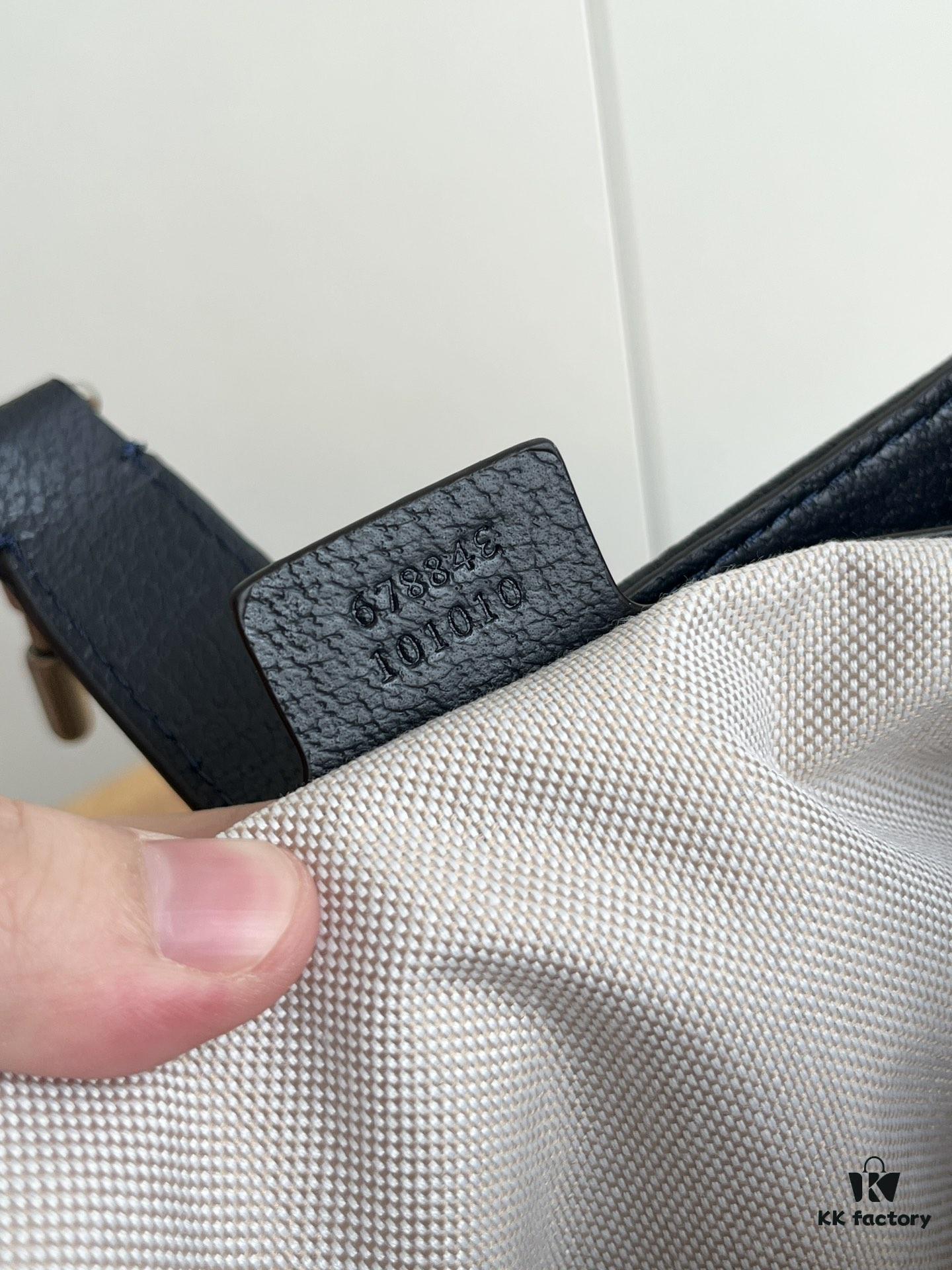 69308bb06e68136f4d9a8fae Gucci UN3AG 1294 Jackie 1961 Small Tote Bag - Black and Ivory GG Denim Jacquard with Leather Trim
