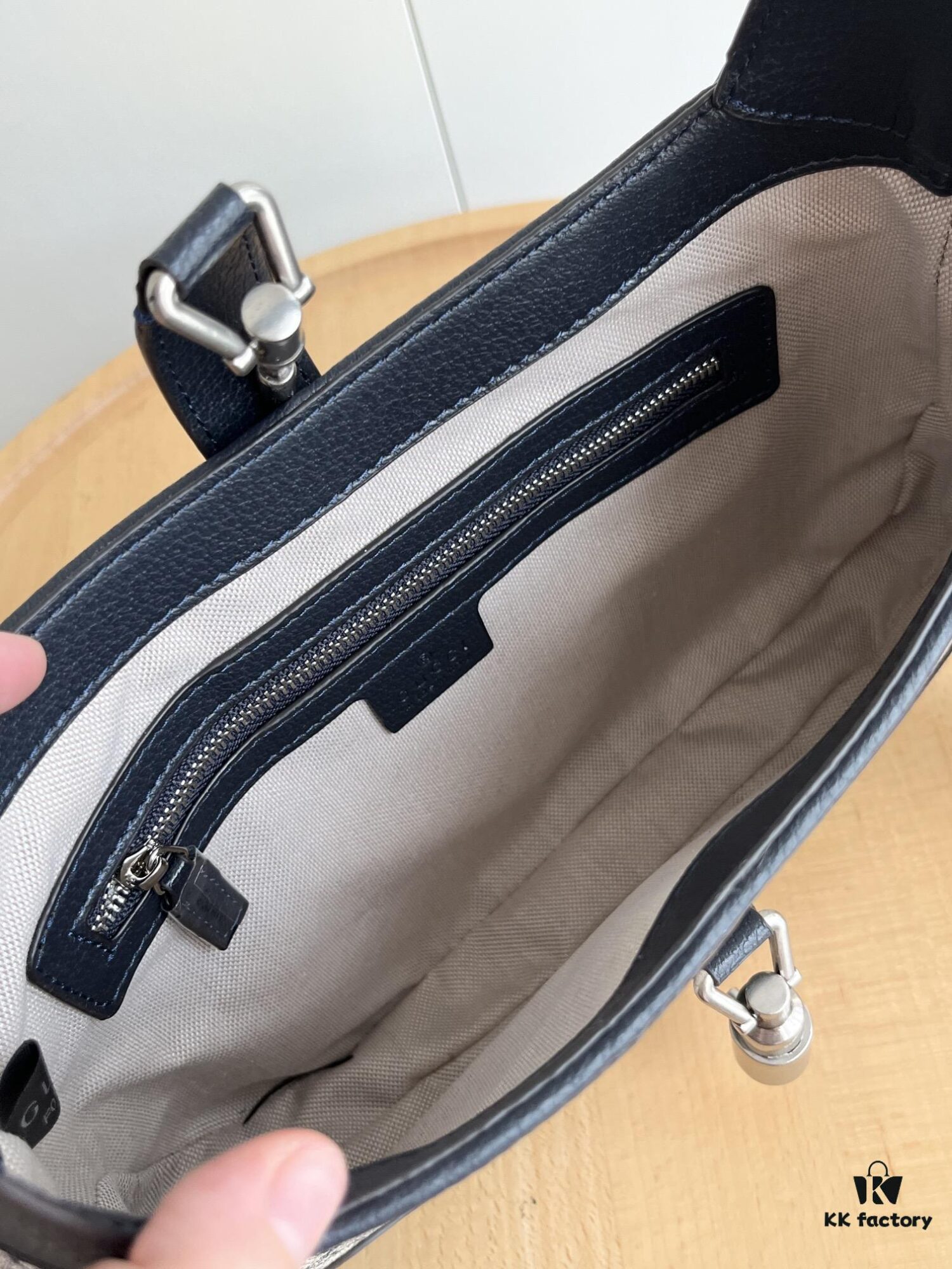 69308bb16e68136f4d9a8fb1 Gucci UN3AG 1294 Jackie 1961 Small Tote Bag - Black and Ivory GG Denim Jacquard with Leather Trim
