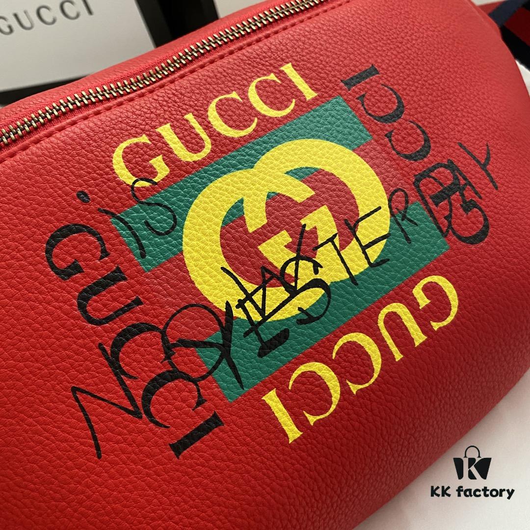 69308c076e68136f4d9a904d Gucci Cruise 18 x Coco Capitan Collaborative Series Belt Bag Model 493869 Size 28*18*8cm Soft Leather With Handwritten Graffiti Motif