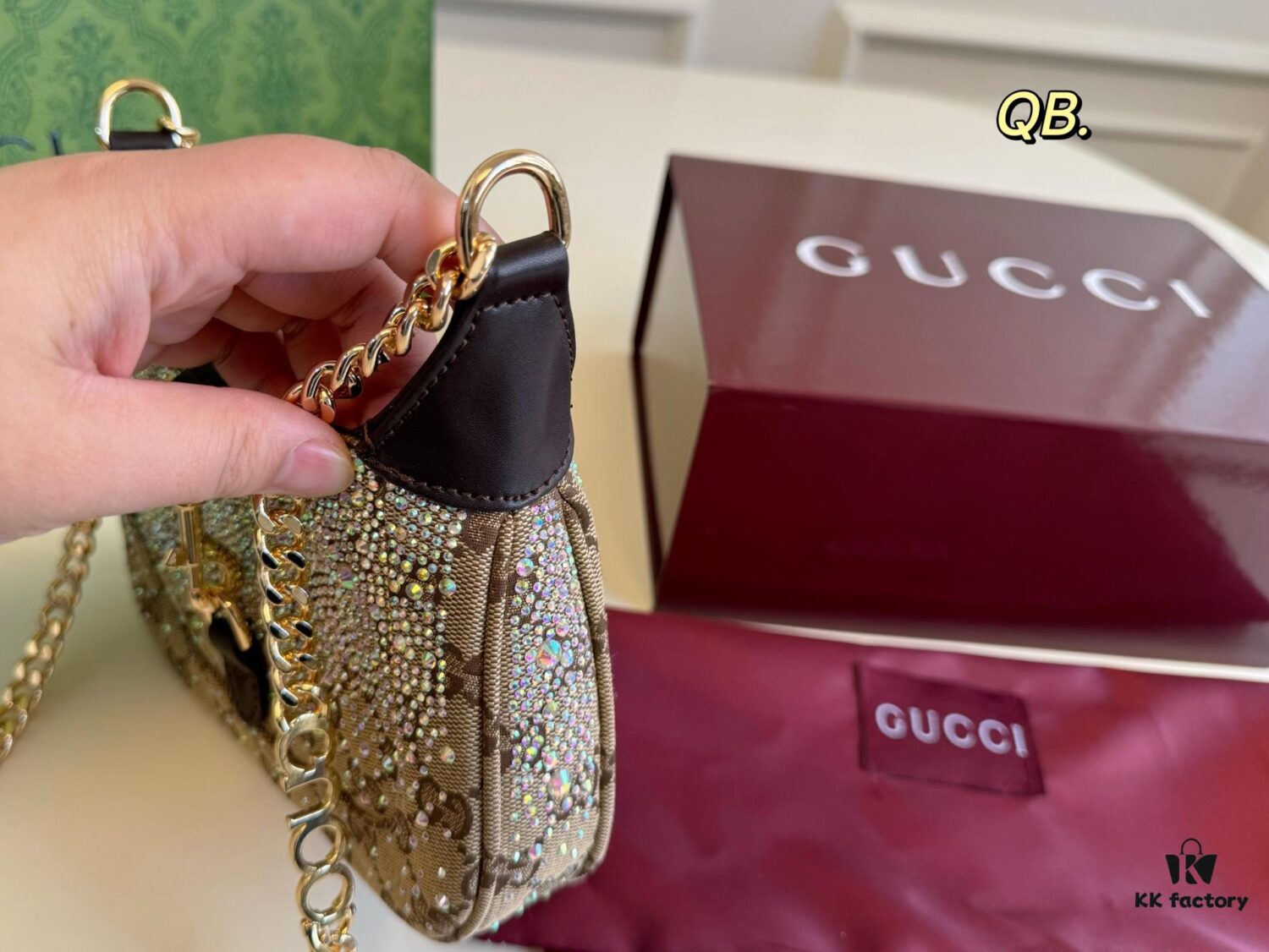 69308c106e68136f4d9a9058 Gucci New Arrival Runway Style Rhinestone Jackie Chain Crossbody Bag