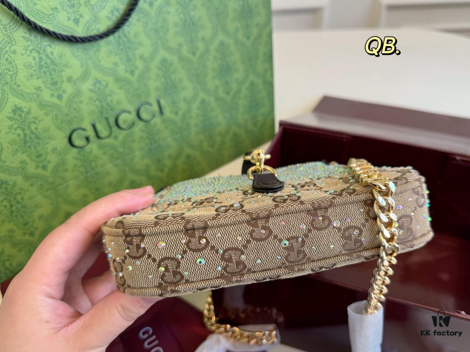 69308c116e68136f4d9a905a Gucci New Arrival Runway Style Rhinestone Jackie Chain Crossbody Bag