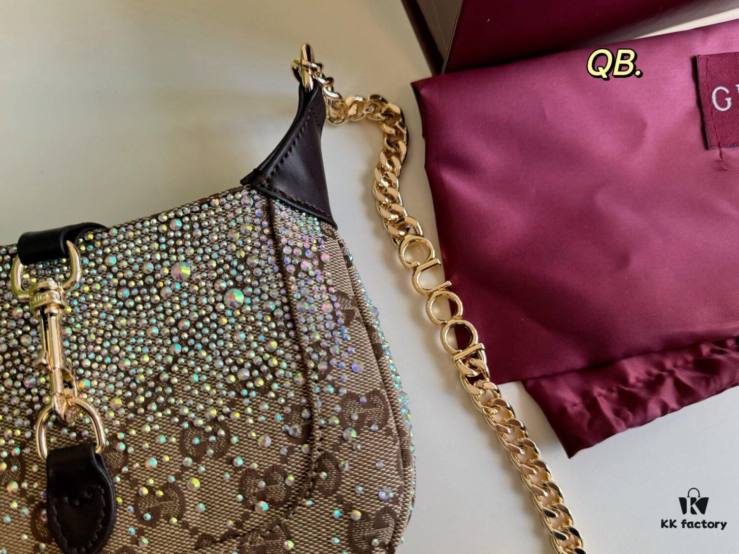 69308c126e68136f4d9a905c Gucci New Arrival Runway Style Rhinestone Jackie Chain Crossbody Bag