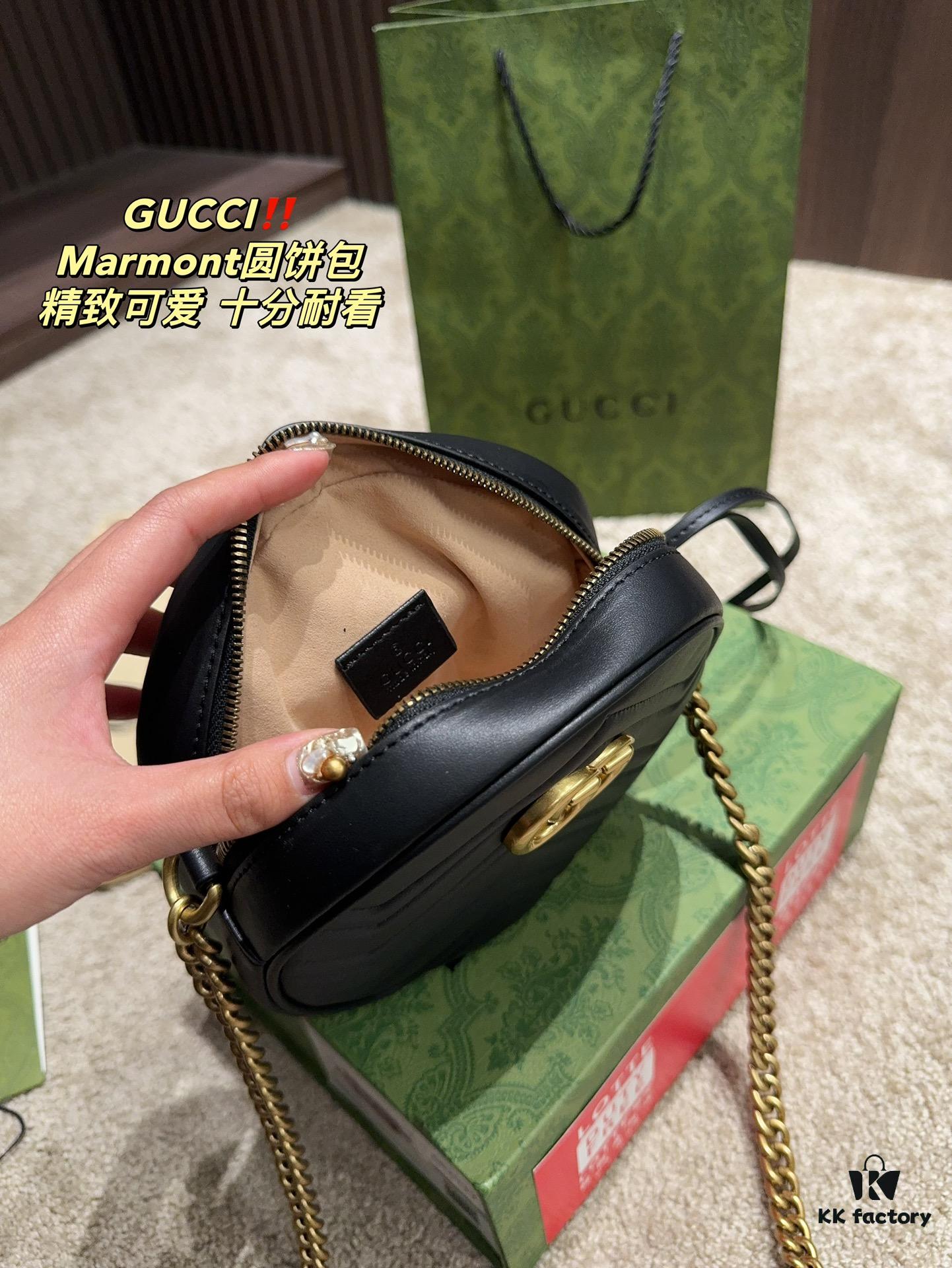 69308c3b6e68136f4d9a90b7 Gucci Marmont Matelassé Small Round Bag Size 18.18
